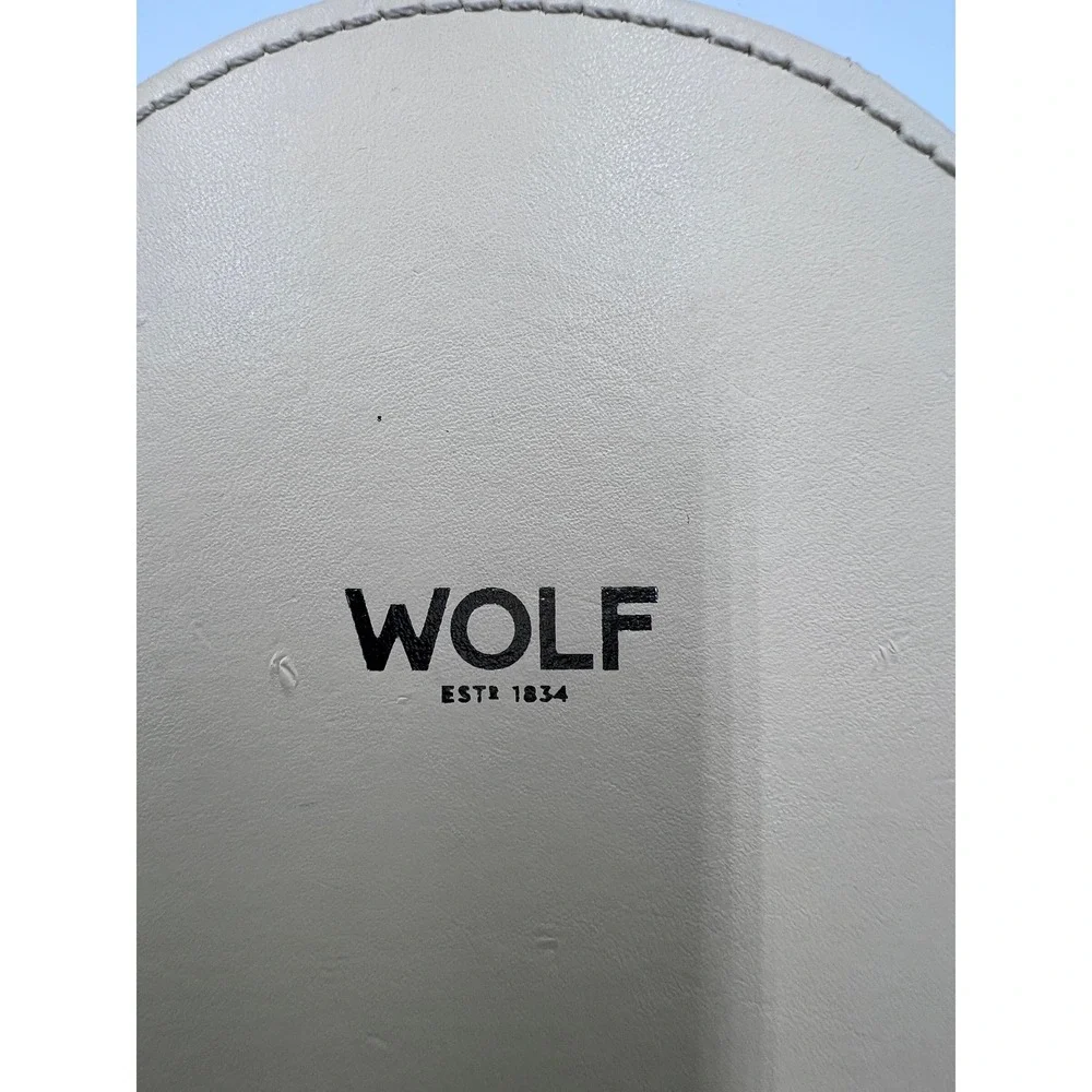 Wolf Jewelry Travel Case Women Small Beige Good Leather‎ LusterLoc Round Zip